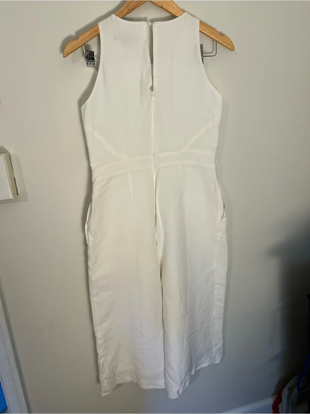 Banana Republic linen blend wide leg crop jumpsuit white 4p